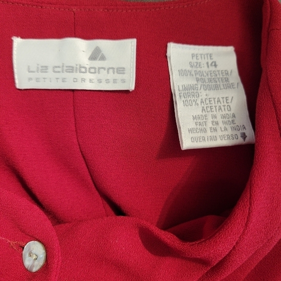 Liz Claiborne Vintage 80s Red Button Pleated Dress - Picture 6 of 8